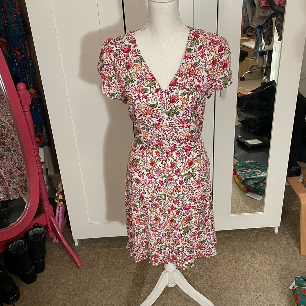 LOFT Floral button-front dress